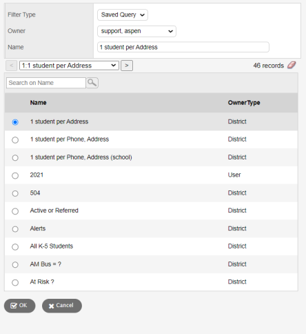 Filter pick list.