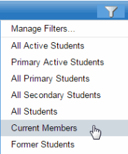 Filter drop-down with current members selected.