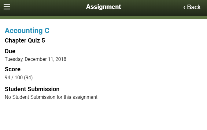 Assignment Details screen