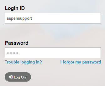 Aspen login screen.