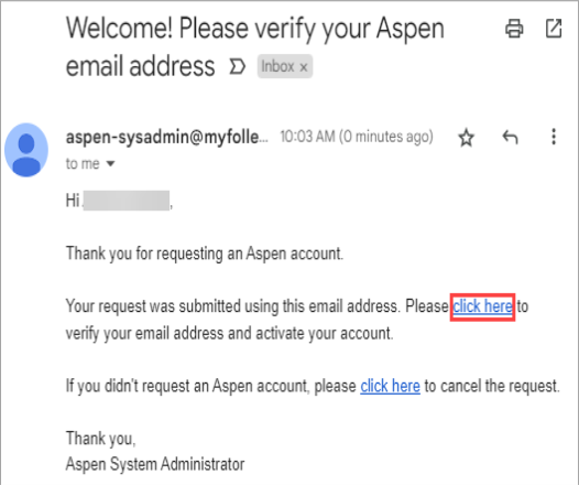 Verification email