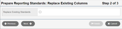 Step 2 Prepare Reporting Standards wizard